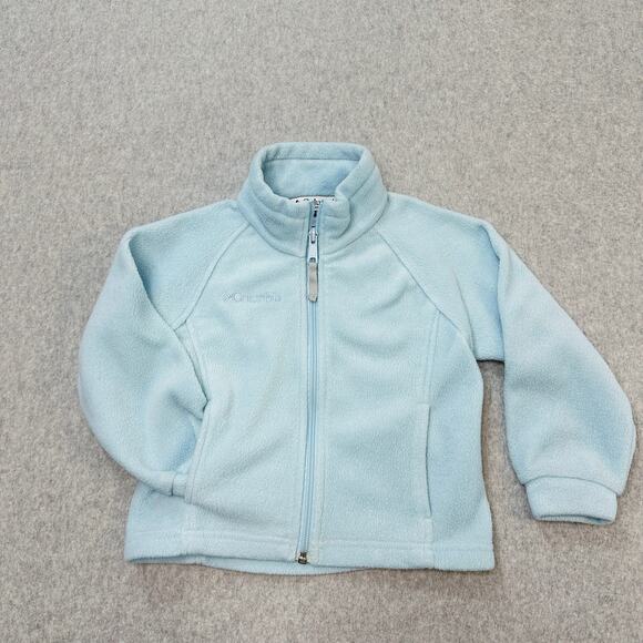 Columbia Jacket Girls SZ 4T Benton Springs Fleece Light Blue Full Zip Mock Neck - Picture 1 of 7